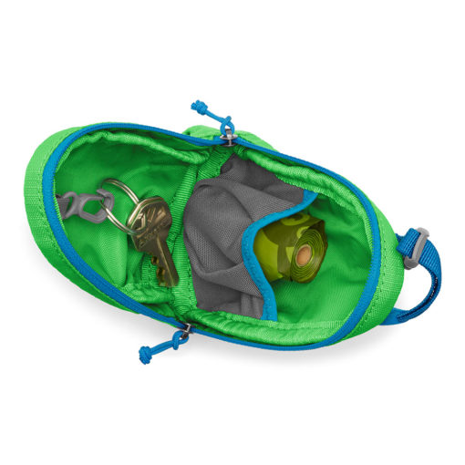 Interior of the Ruffwear Stash Bag™ pick-up bag / poo bag storage and dispensing system. Meadow Green.